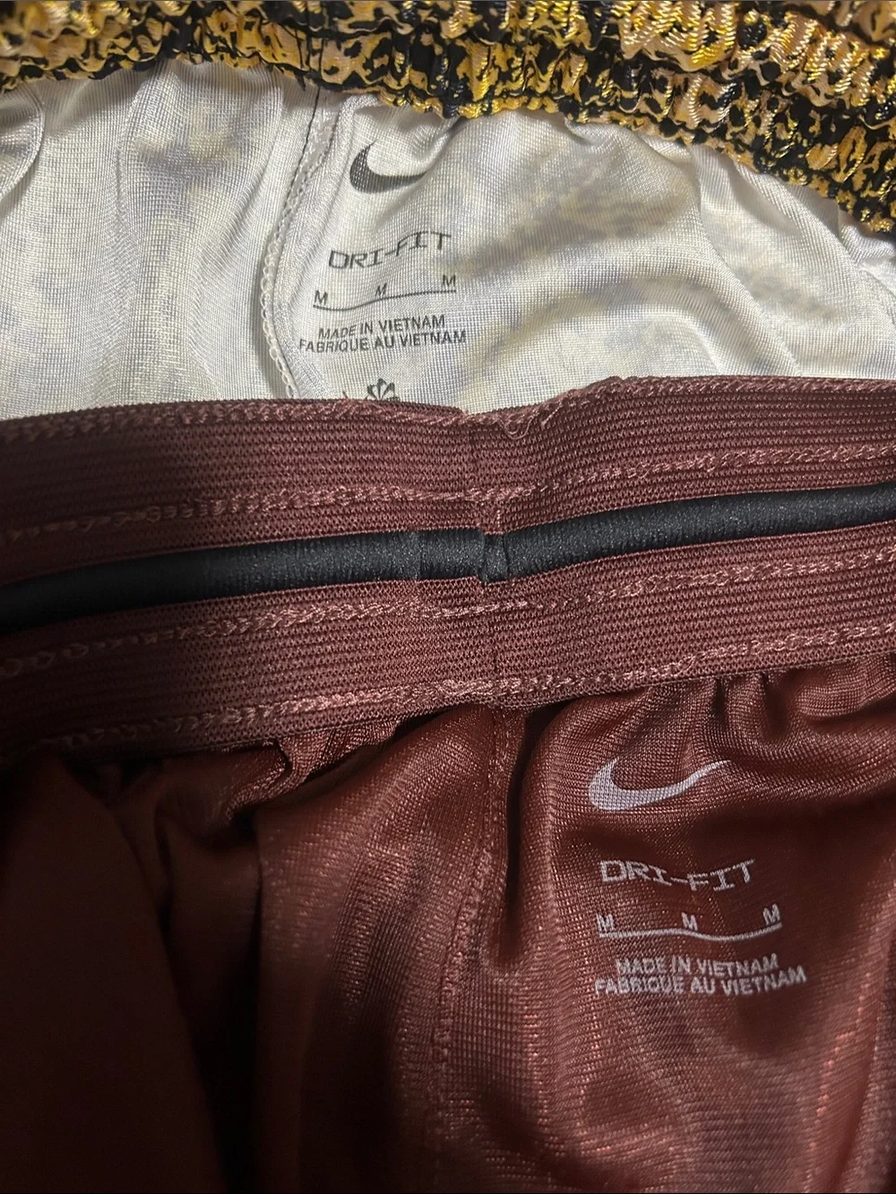Nike Women's Yellow Snake Print Athletic Shorts & Brown Mesh Shorts